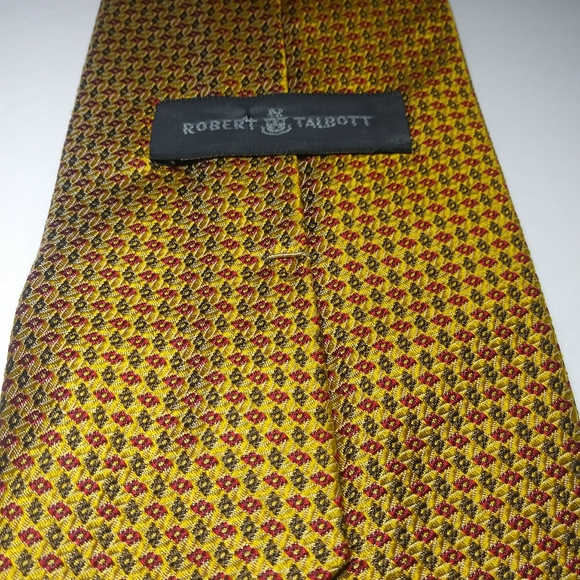 ROBERT TALBOTT Men's Classic Gold Luxury Silk Tie - Picture 11 of 12